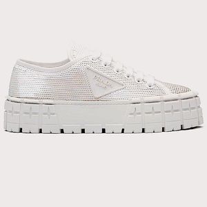 PRADA DOUBLE WHEEL SEQUIN PLATFORM SNEAKERS